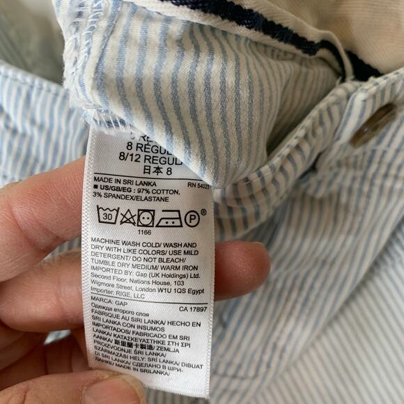 Gap Striped Girlfriend Chino Shorts Patch Pocket Sz 8 - Picture 3 of 4